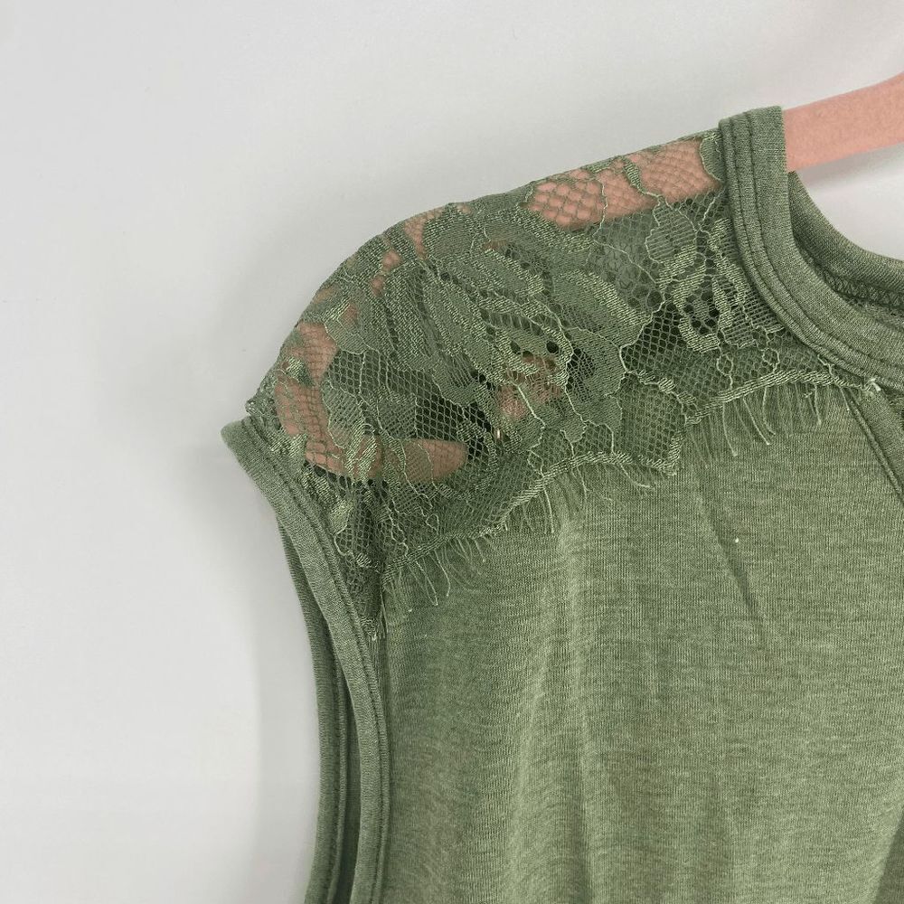 Meaneor Women's Green Lace Deep V-Neck Keyhole Sleeveless Blouse Size XXL NWT - Picture 6 of 7